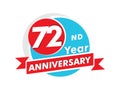 72 years anniversary logotype. Celebration 72nd anniversary celebration design Royalty Free Stock Photo