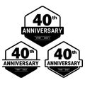 40 years anniversary celebration logotype. 40th anniversary logo collection. Set of anniversary design template.