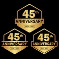 45 years anniversary celebration logotype. 45th anniversary logo collection. Set of anniversary design template. Royalty Free Stock Photo