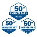 50 years anniversary celebration logotype. 50th anniversary logo collection. Set of anniversary design template.