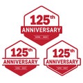 125 years anniversary celebration logotype. 125th anniversary logo collection. Set of anniversary design template. Royalty Free Stock Photo