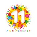 11 years anniversary paper colorful logo