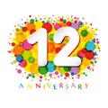 12 years anniversary paper colorful logo