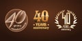 40 years anniversary set of vector logo, icon, number Royalty Free Stock Photo