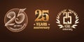 25 years anniversary set of vector logo, icon, number Royalty Free Stock Photo