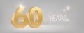 60 years anniversary vector icon, logo. Isolated graphic design with 3D number for 60th anniversary