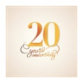 20 years anniversary vector icon, logo. Isolated graphic design with elegant lettering number