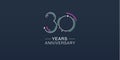 30 years anniversary vector icon, logo. Neon graphic number ation