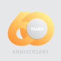 60 years anniversary vector icon, logo. Square graphic design element with golden color number