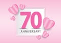 70 Years Anniversary Logo Celebration With heart background. ValentineÃ¢â¬â¢s Day Anniversary banner vector template Royalty Free Stock Photo