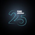 25 years anniversary vector logo, icon. Graphic design element with neon number