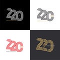 220 years anniversary vector number icon, birthday logo label, black, white