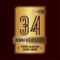 34 years celebrating anniversary design template. 34th logo. Vector and illustration. Royalty Free Stock Photo