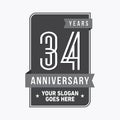 34 years celebrating anniversary design template. 34th logo. Vector and illustration. Royalty Free Stock Photo