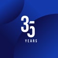 35 Years Anniversary White Number Vector Design