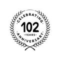 102 years design template. 102nd vector and illustration Royalty Free Stock Photo