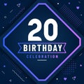 20 years birthday greetings card, 20 birthday celebration background free vector