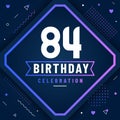 84 years birthday greetings card, 84 birthday celebration background free vector