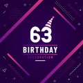 63 years birthday greetings card, 63rd birthday celebration background free vector Royalty Free Stock Photo