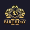 83 years Birthday Logo, Luxury Golden 83rd Birthday Celebration