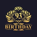 93 years Birthday Logo, Luxury Golden 93rd Birthday Celebration