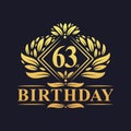 63 years Birthday Logo, Luxury Golden 63rd Birthday Celebration Royalty Free Stock Photo