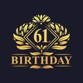 61 years Birthday Logo, Luxury Golden 61st Birthday Celebration