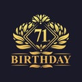 71 years Birthday Logo, Luxury Golden 71st Birthday Celebration Royalty Free Stock Photo
