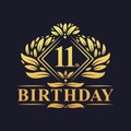 11 years Birthday Logo, Luxury Golden 11th Birthday Celebration