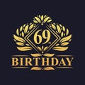 69 years Birthday Logo, Luxury Golden 69th Birthday Celebration