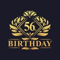 56 years Birthday Logo, Luxury Golden 56th Birthday Celebration