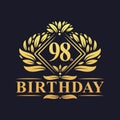 98 years Birthday Logo, Luxury Golden 98th Birthday Celebration