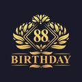 88 years Birthday Logo, Luxury Golden 88th Birthday Celebration