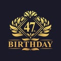 47 years Birthday Logo, Luxury Golden 47th Birthday Celebration