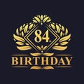 84 years Birthday Logo, Luxury Golden 84th Birthday Celebration