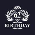 62 years Birthday Logo, Luxury 62nd Birthday Celebration