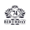 74 years Birthday Logo, Luxury 74th Birthday Celebration