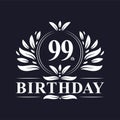 99th Birthday logo, 99 years Birthday celebration