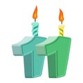 11 years birthday. Number with festive candle for holiday cake. Royalty Free Stock Photo