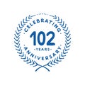 102 years design template. 102nd vector and illustration Royalty Free Stock Photo