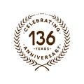 136 years design template. 136th vector and illustration