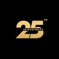 25 years in business or number 25 vector isolated on black background Royalty Free Stock Photo