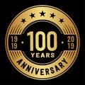 100 years celebrating anniversary design template. 100th anniversary logo. Vector and illustration. Royalty Free Stock Photo