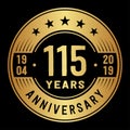 115years celebrating anniversary design template. 115th anniversary logo. Vector and illustration. Royalty Free Stock Photo