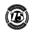 75 years celebrating anniversary design template. 75th logo. Vector and illustration. Royalty Free Stock Photo