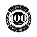 100 years celebrating anniversary design template. 100th logo. Vector and illustration. Royalty Free Stock Photo