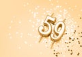 59 years celebration festive background made with golden candle in the form of number Fifty-nine