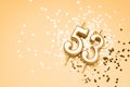 53 years celebration festive background made with golden candle in the form of number fifty-three