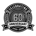 60 years of celebrations design template. 60th logo. Vector and illustrations. Royalty Free Stock Photo
