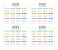 Years 2021 2022 2023 2024 French colorful calendars